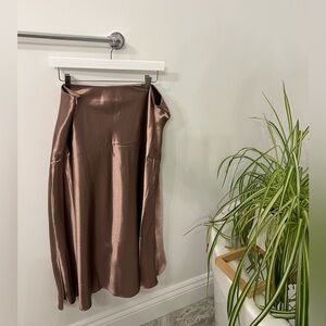 Elegant Satin Brown Skirt